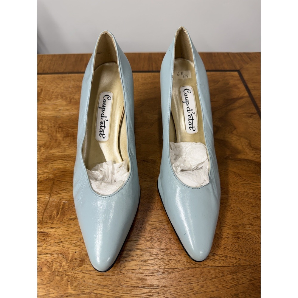Vtg Coup D'Etat Women's 6 Blue Leather Heels Cinderella‎ Glass Slipper Cosplay